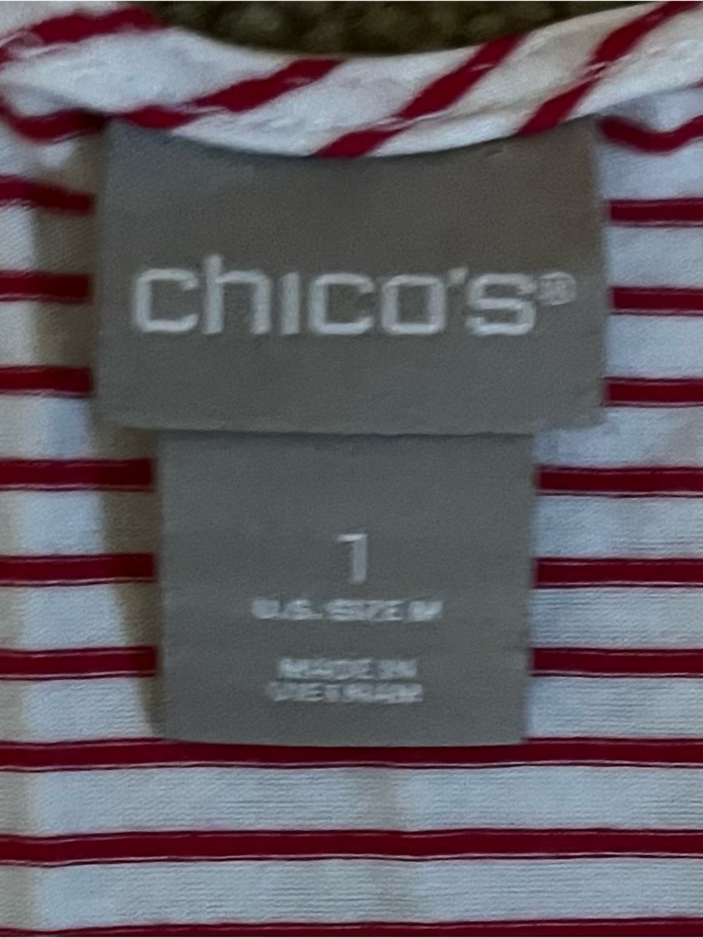Chico’s Striped Asymmetrical 3/4 Sleeve Pocket Tunic size M - Picture 12 of 13